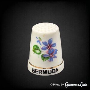 Bermuda Floral Souvenir Porcelain Collectible Thimble